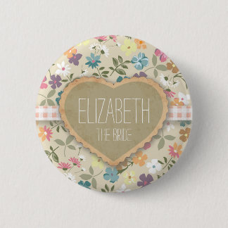 Aangepaste Floral Heart en Gingham Print Badges Ronde Button 5,7 Cm