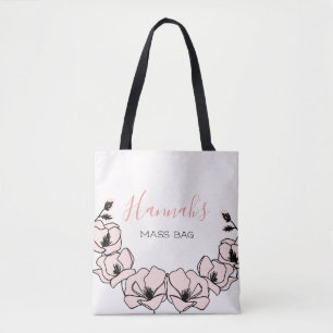 Aangepaste Floral-katholieke citaatmassa Tote Bag