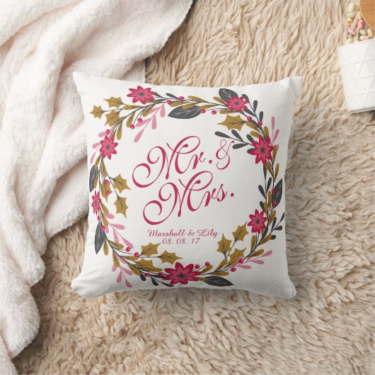 Aangepaste Floral Kerstbruiloft Pillow Kussen (Deken)