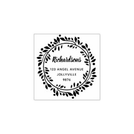Aangepaste Floral laat het grote adres Rubberstempel
