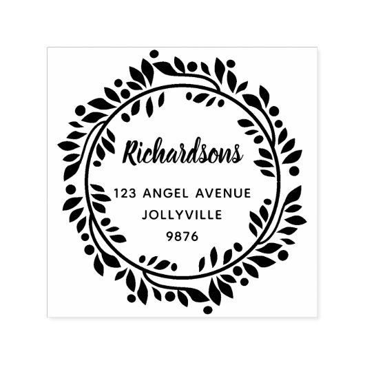 Aangepaste Floral laat het grote adres Zelfinktende Stempel (Design)