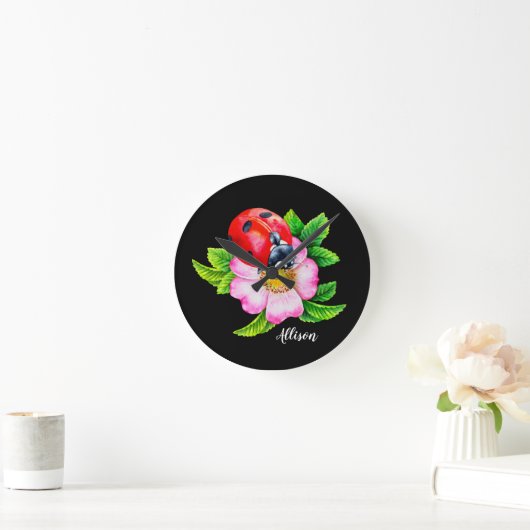 Aangepaste Floral Ladybug Ronde Klok (Huis)