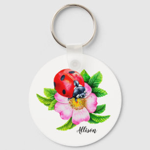 Aangepaste Floral Ladybug-Sleutelhanger Sleutelhanger