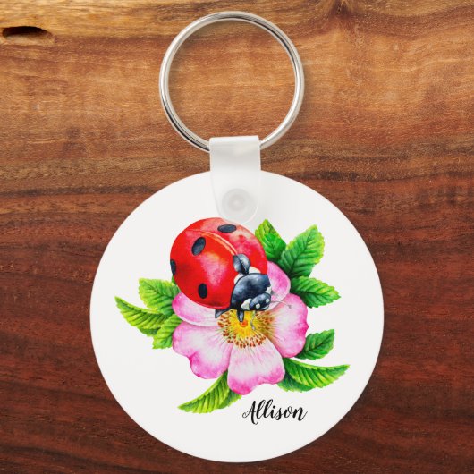 Aangepaste Floral Ladybug-Sleutelhanger Sleutelhanger (Voorkant)