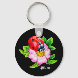 Aangepaste Floral Ladybug-Sleutelhanger Sleutelhanger
