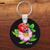 Aangepaste Floral Ladybug-Sleutelhanger Sleutelhanger (Voorkant)