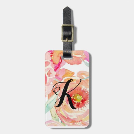 Aangepaste Floral Luggage Bagagelabel (Voorkant verticaal)