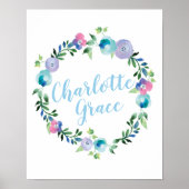 Aangepaste Floral met grote naam poster afdrukken (Voorkant)