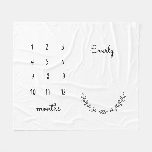 Aangepaste Floral Milestone Blanket Fleece Deken (Voorkant (Horizontaal))