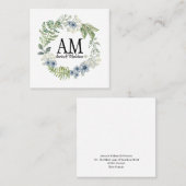 Aangepaste Floral Monogram Forest Flowers Vierkante Visitekaartje (Voorkant / Achterkant)