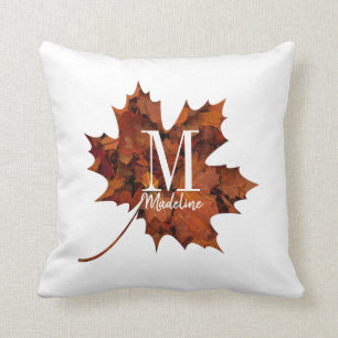 Aangepaste Floral Monogram herfst Maple Leaf Kussen