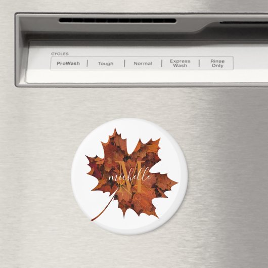 Aangepaste Floral Monogram herfst Maple Leaf Magneet (Insitu (Vaatwasser))