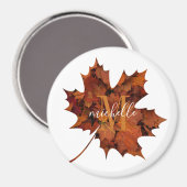 Aangepaste Floral Monogram herfst Maple Leaf Magneet (Voorkant / Achterkant)