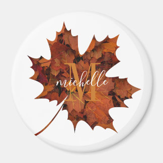Aangepaste Floral Monogram herfst Maple Leaf Magneet