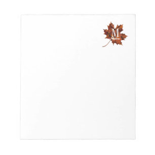 Aangepaste Floral Monogram herfst Maple Leaf Notitieblok