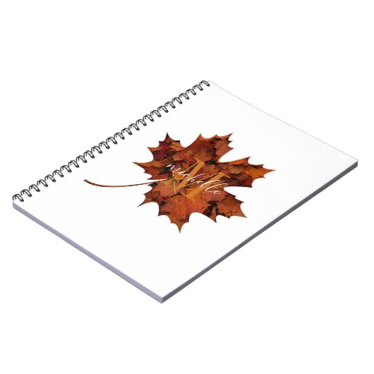 Aangepaste Floral Monogram herfst Maple Leaf Notitieboek (Linkerzijde)