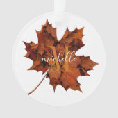 Aangepaste Floral Monogram herfst Maple Leaf Ornament (voorkant)