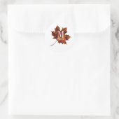 Aangepaste Floral Monogram herfst Maple Leaf Ronde Sticker (Tas)