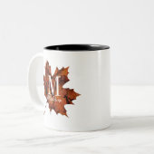 Aangepaste Floral Monogram herfst Maple Leaf Tweekleurige Koffiemok (Voorkant links)