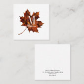 Aangepaste Floral Monogram herfst Maple Leaf Vierkante Visitekaartje (Voorkant / Achterkant)