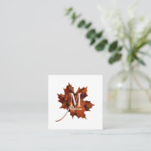 Aangepaste Floral Monogram herfst Maple Leaf Vierkante Visitekaartje (Staand voorkant)