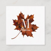 Aangepaste Floral Monogram herfst Maple Leaf Vierkante Visitekaartje (Voorkant)