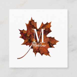 Aangepaste Floral Monogram herfst Maple Leaf Vierkante Visitekaartje