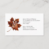 Aangepaste Floral Monogram herfst Maple Leaf Visitekaartje (Voorkant)