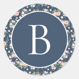 Aangepaste Floral Monogram Initiaal Ronde Sticker