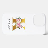 Aangepaste Floral Monogram Letter K Naam Case-Mate iPhone Case (Achterkant (horizontaal))