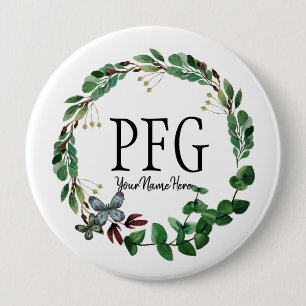 Aangepaste Floral Monogram Spring Foliage Ronde Button 4,0 Cm