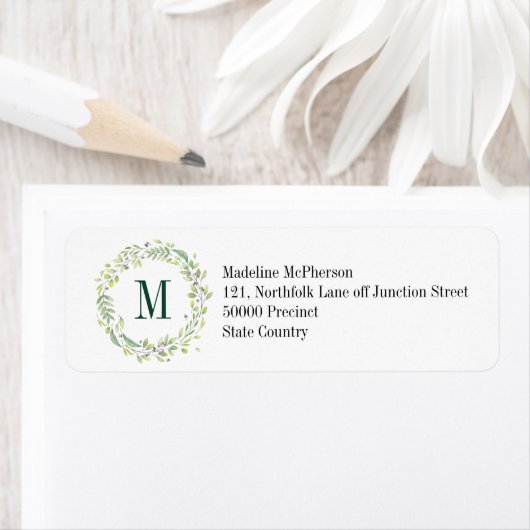 Aangepaste Floral Monogram Summer Foliage Etiket (Insitu)