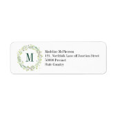 Aangepaste Floral Monogram Summer Foliage Etiket (Voorkant)