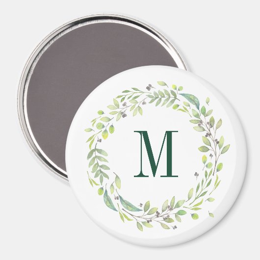 Aangepaste Floral Monogram Summer Foliage Magneet (Voorkant / Achterkant)