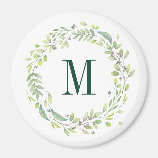Aangepaste Floral Monogram Summer Foliage Magneet (Voorkant)