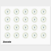 Aangepaste Floral Monogram Summer Foliage Ronde Sticker (Vel)