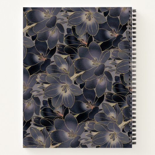 Aangepaste Floral | Navy Blue en Taupe Notitieboek (Achterkant)