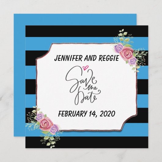 Aangepaste Floral opslaan Datum Save The Date (Voorkant / Achterkant)