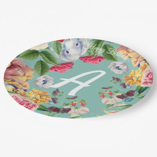 Aangepaste Floral Papieren Bordje (Gekanteld)