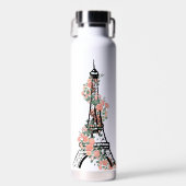 Aangepaste Floral Paris Eiffel Tower White Waterfles (Voorkant)