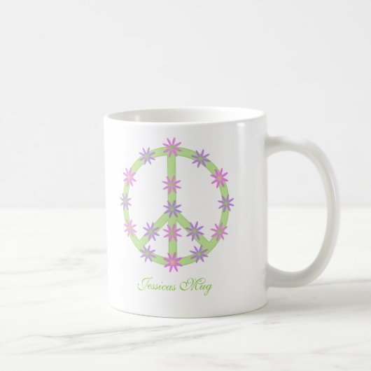Aangepaste Floral Peace Sign-Mok Koffiemok (Rechts)