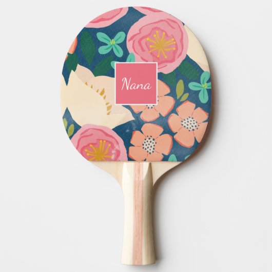 Aangepaste Floral Ping Pong Paddle Tafeltennisbatje (Voorkant)