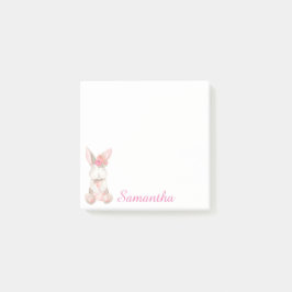 Aangepaste Floral Pink Bunny Post-it Notes