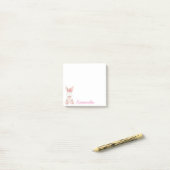 Aangepaste Floral Pink Bunny Post-it Notes (Op bureau)