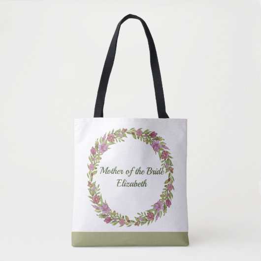 Aangepaste Floral Pink Green Bridesmaid Canvas tas (Voorkant)