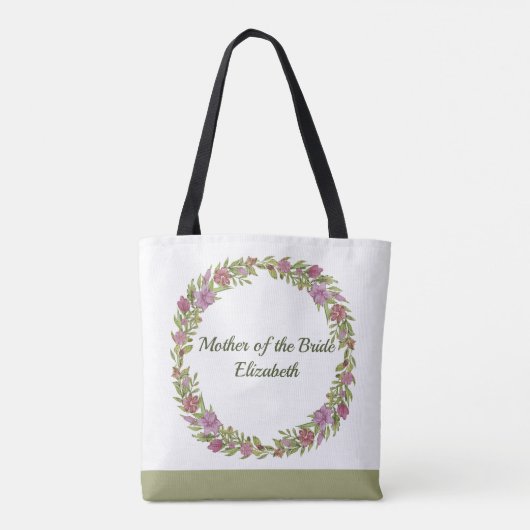 Aangepaste Floral Pink Green Bridesmaid Canvas tas (Achterkant)