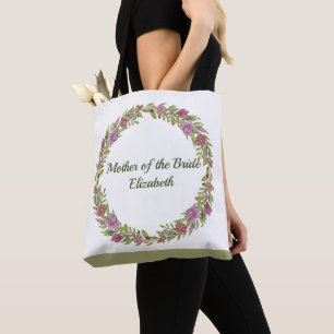 Aangepaste Floral Pink Green Bridesmaid Canvas tas