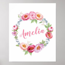 Aangepaste Floral pony's noemen poster afdrukken