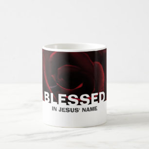 Aangepaste Floral Red Rose BLESSED Koffiemok