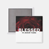 Aangepaste Floral Red Rose BLESSED Magneet (Voorkant / Achterkant)